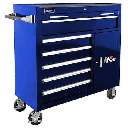 Homak 41in H2Pro 6 Drawer w/ 2 Drawer Comp Roller  - Blue BL04041062